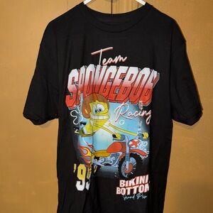 Nickelodeon Viacom SpongeBob SquarePants Bikini Bottom Grand Prix Graphic Shirt.